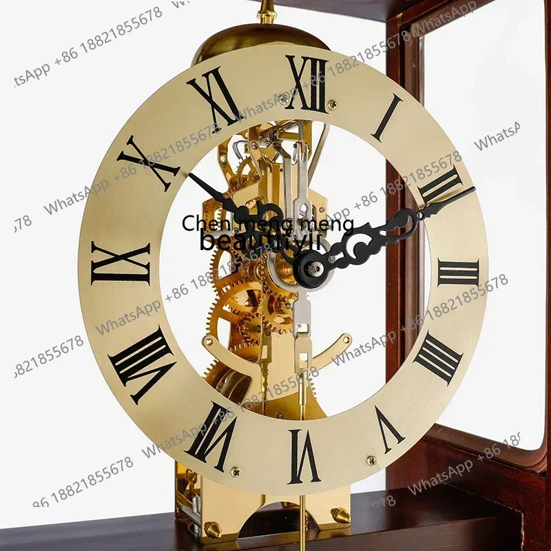 DD  European mechanical perspective floor clock living room standing clock solid wood American clock