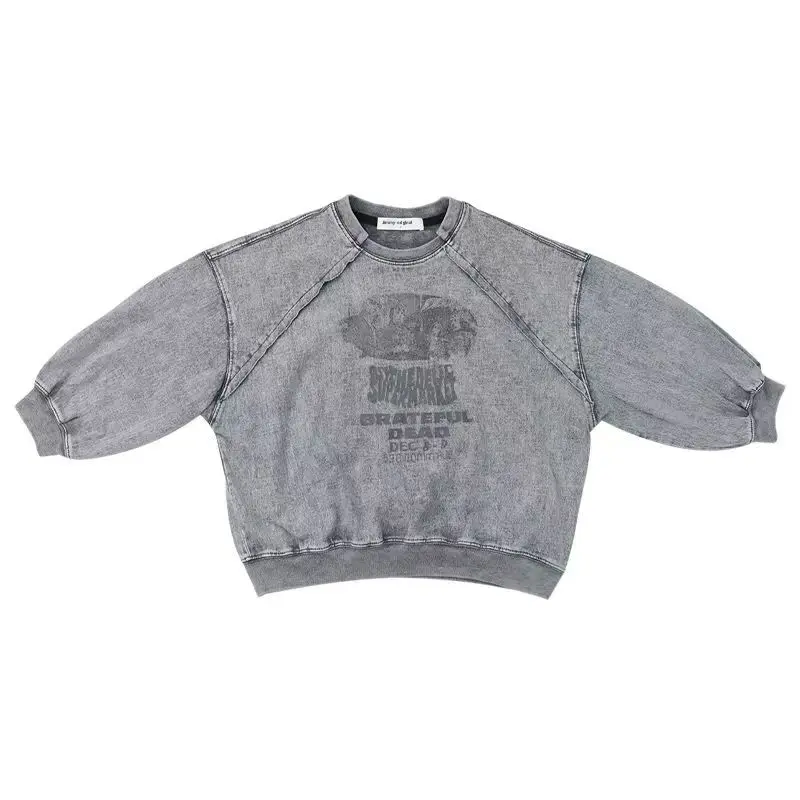 طقم رعاة البقر برقبة مستديرة قابل للغسل للأولاد ، سويت شيرت وبنطلون جينز ، ملابس الشارع الكورية من الدنيم ، شخصية قديمة ، 2 ، الربيع والخريف