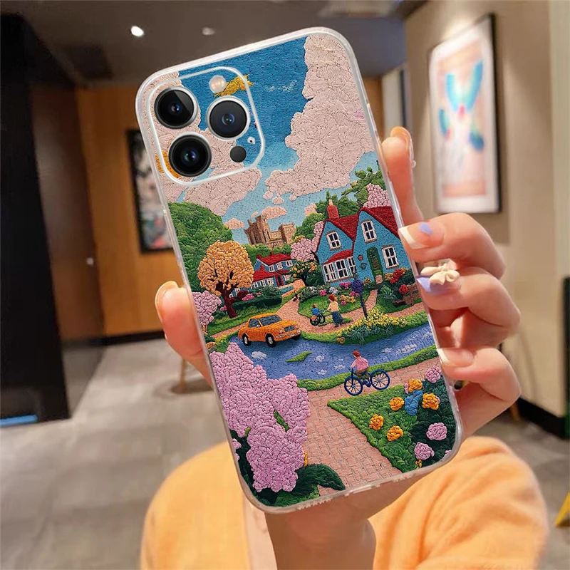 

Phone Case Carcasa Funda For iPhone 17 Pro Max 17 Air 16 15 14 13 Pro Max 15 16 Pro 15Plus France Art Tree Sceneary Case