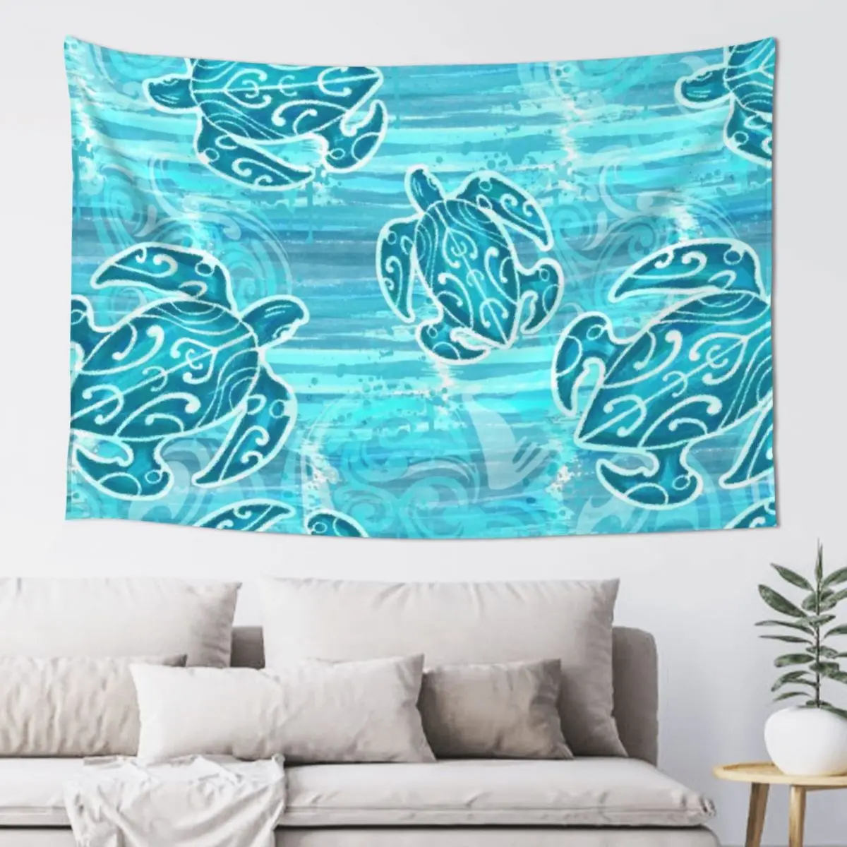 

Blue Hawaiian Tribal Turtles Tapestry Decorative Wall Murals Decorative Wall Decoration Wall Tapestry