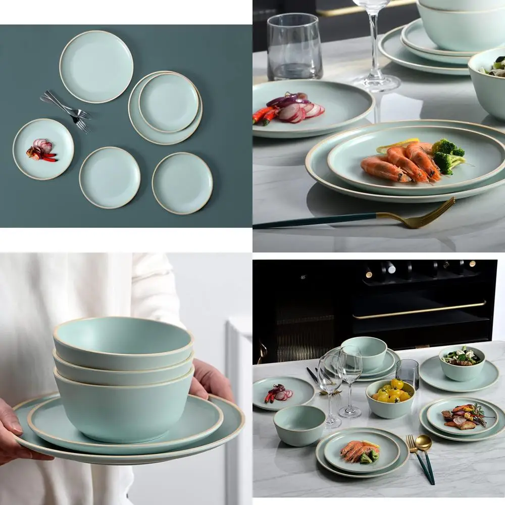 

Melamine Dinnerware Sets, Plates and Bowls Sets 12 Pcs, Melamine Plates, Dish Set or 4, Unbreakable Dinnerware Set or Party, BPA