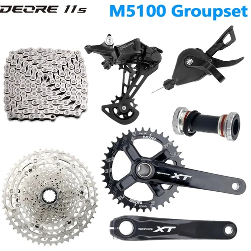 Deore M5100 1X11Speed Groupset M5100 Desviador XT Juego de bielas CS-M5100 42T/51T 46/50/52T Cassette X11 Cadena BB52 11V 7 juegos