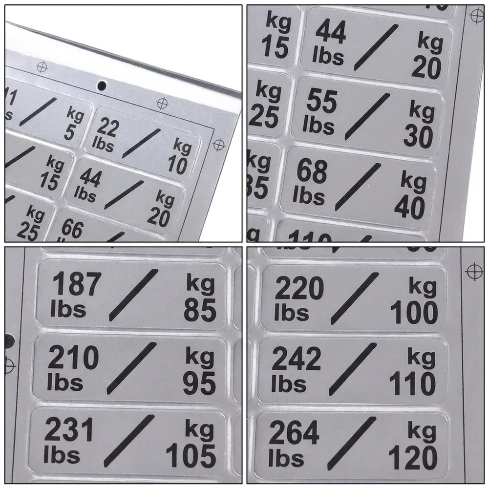 Weight Stack Label Stickers 3 Pack for Plate Machines Cable Trainers and Weight Plates 5kg-120kg Bold Waterproof Numbers