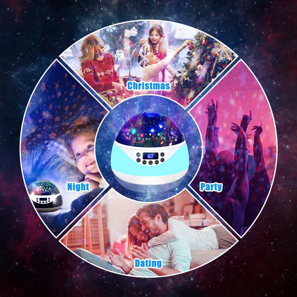 어린이 방을 위한 좋은 별 야간 조명 프로젝터, 아기 감각 조명, 360도 회전 별이 빛나는 별 프로젝터, 소년을 위한 선물