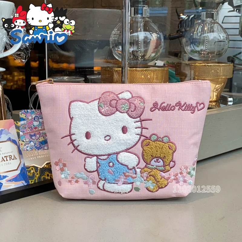 

Sanrio Hello Kitty New Embroidered Coin Purse Cartoon Cute Women's Coin Purse Large Capacity Pink Fashion Hand-held Storage Bag