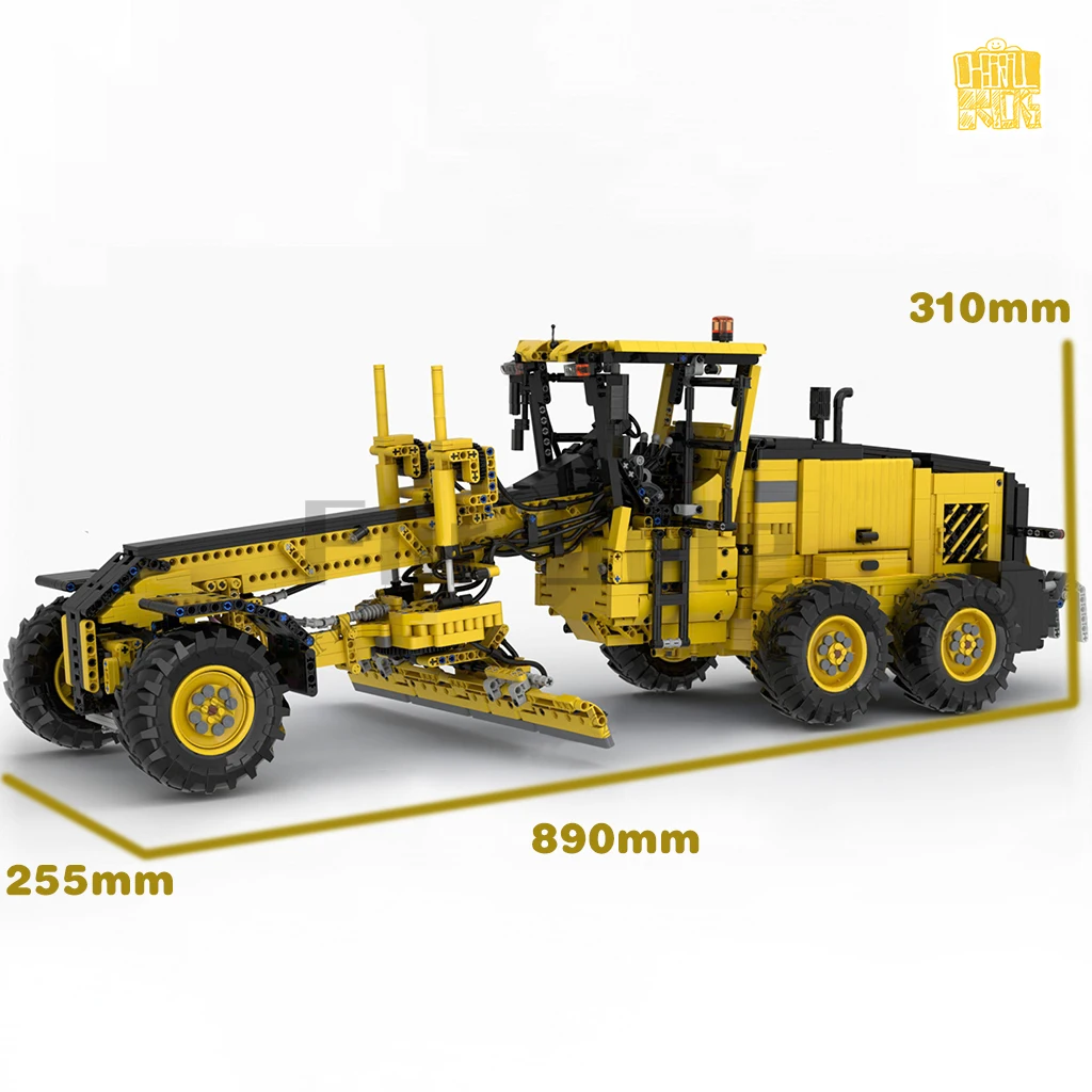 Moc 54777 G970 Grote Motor Grader Pneumatische Versie Model Met Pdf Tekeningen Bouwstenen Verjaardag Kerstcadeaus