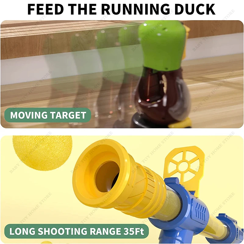 Air-powered Shooting Duck Toys Soft Bullet Battle Games Hungry Duck Foam Balls Electronic Target Practice Toys With Light Sound