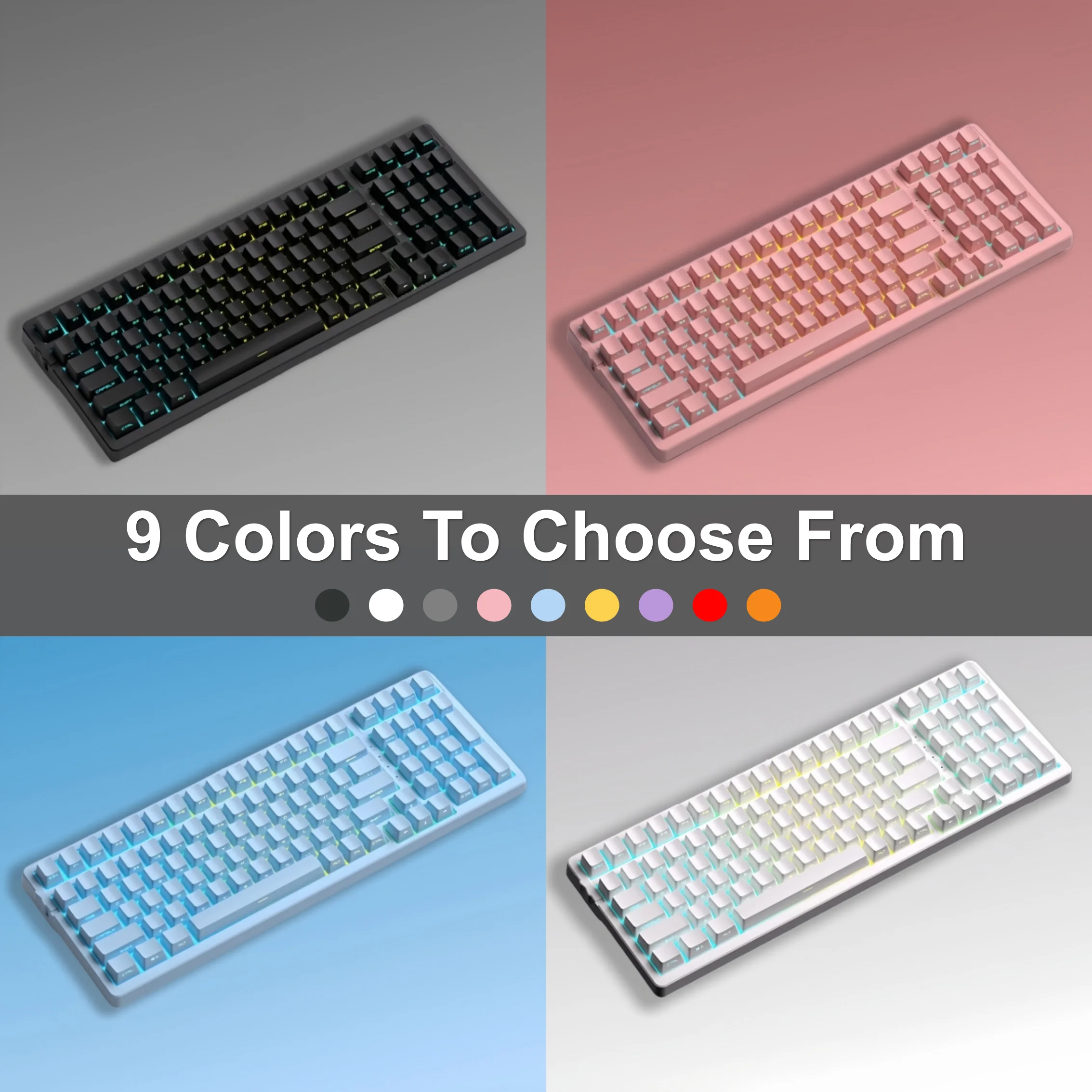 10 Warna Keycap ABS Cetak Samping 131 Tombol Profil OEM Set Keycap Double-shot untuk Kit DIY Keyboard Mekanis Mx Cherry Switch