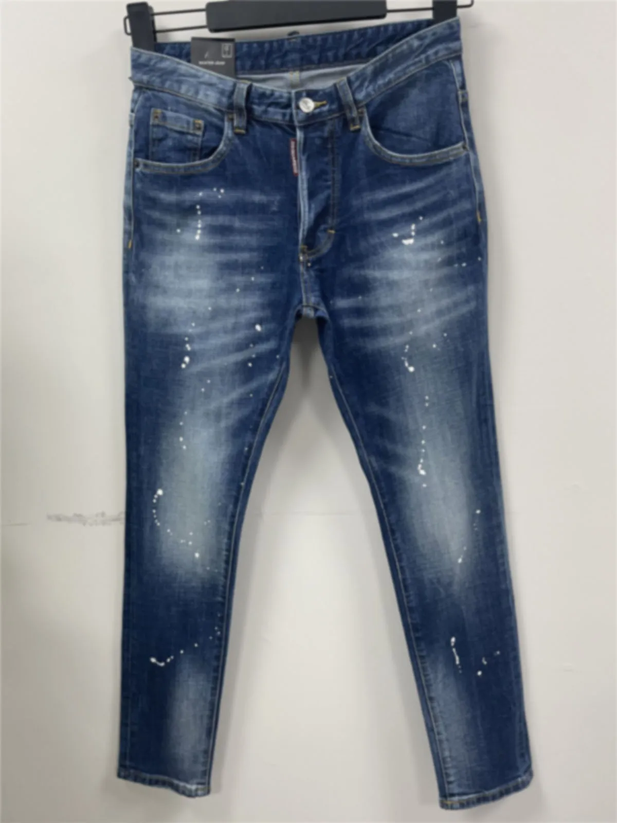 2024 Spring and Summer New D2 Jeans Men's Washed and Ripped Graffiti Print Star Blue Straight