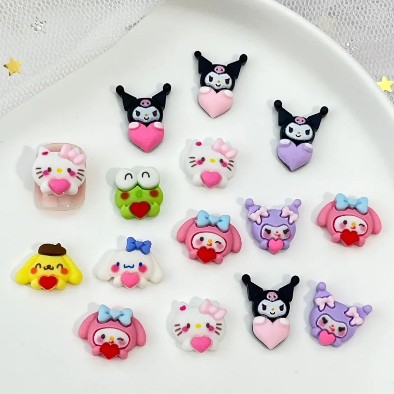 20Pcs DIY Nail Art Kit with Cute Cartoon Characters Resin Drill Nail Decorations in Assorted Colors