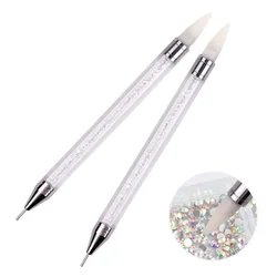 2 Pcs Nail Art Dotting Pen Double End Painting DIY Brush Rhinestone Handle Diamond Picker Manicure Dotting Tool Nail Accessories