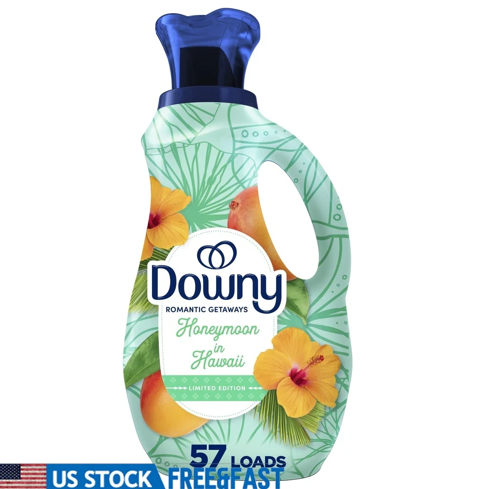 Romántico Getaways Suavizante de telas líquidas Aroma tropical Luna de miel en Hawaii 38 fl oz 57 cargas Concentrado de alta eficiencia