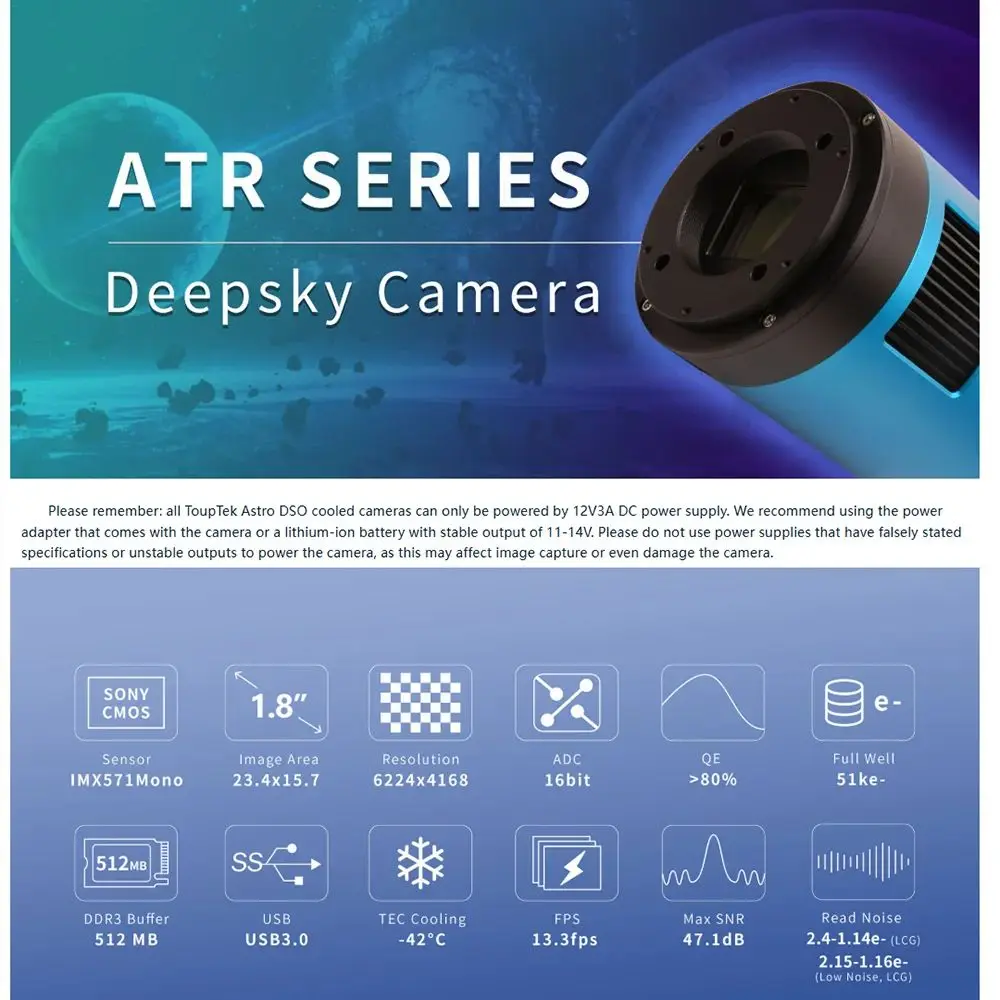 ATR3CMOS26000KMA TOUPTEK 26mp USB3.0 تلسكوب فلكي تبريد كاميرا أحادية مع سوني IMX571 1.8 بوصة cmos 4GB DDR RAW Deepsky