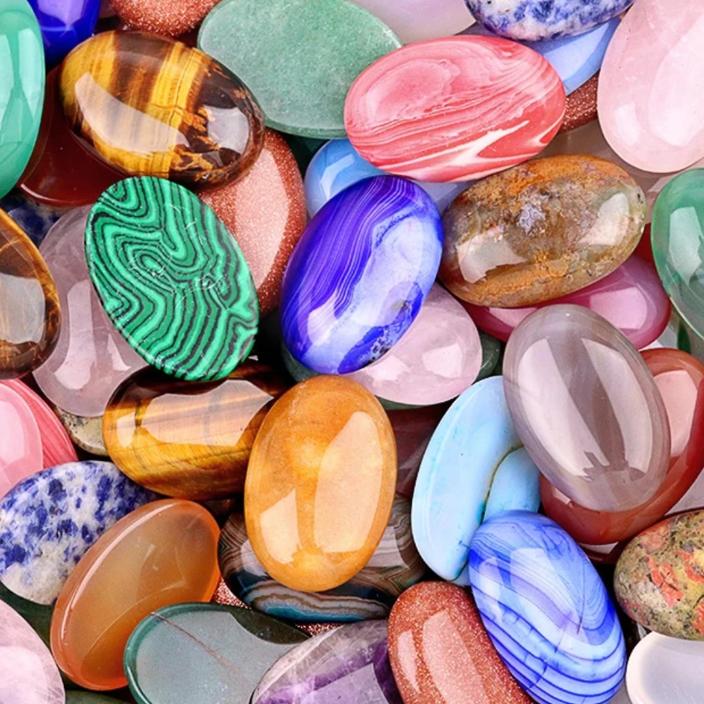 20x30 مللي متر كابوشون الحجر الطبيعي الخرز البيضاوي حجر خرز كريستالي لا شيء ثقب شقة عودة صنع المجوهرات خواتم القرط قلادة قلادة #1