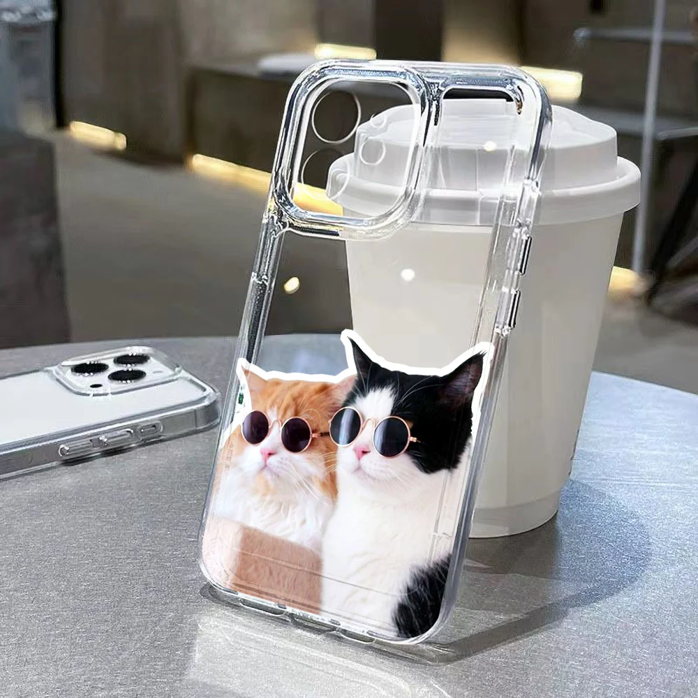 Cute Cat Clear Case For iPhone 15 Pro Max 11 12 13 14 X XR XS Max 7 8 Plus SE 2020 2022 i11 i12 i13 i14 i15 Soft Silicone Cover