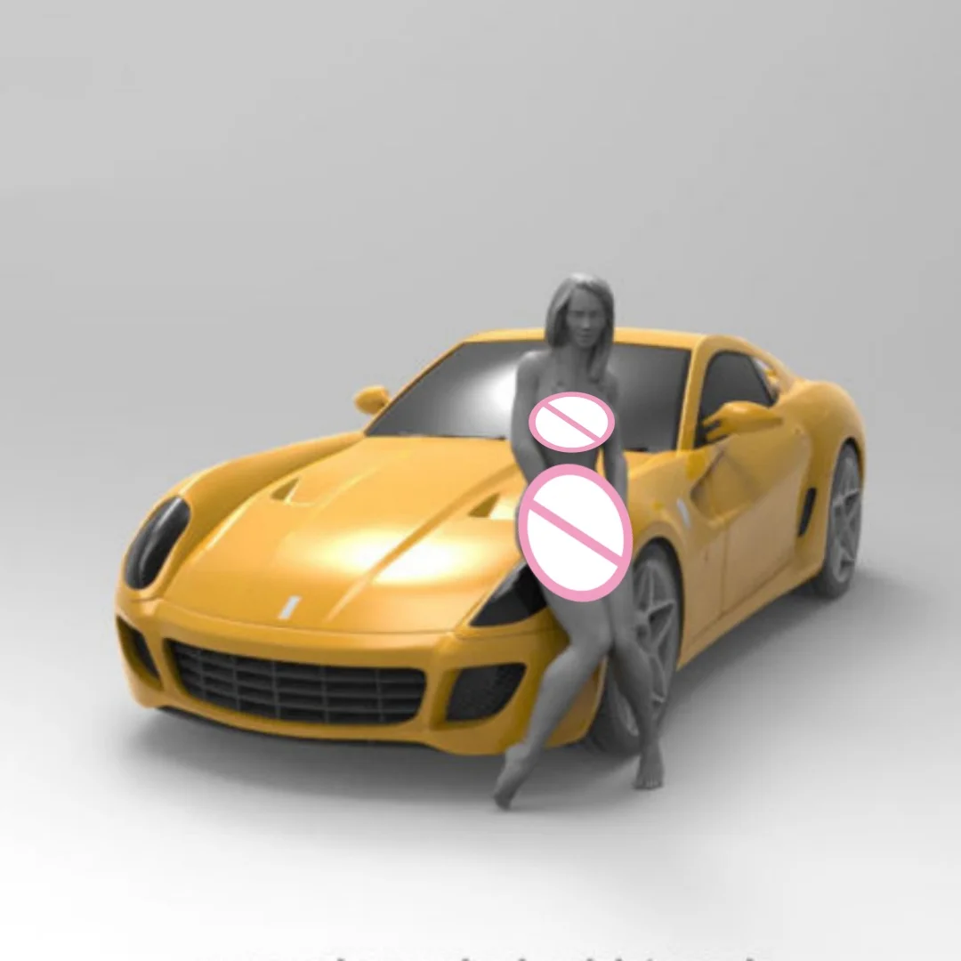 Figurka żywiczna w skali 1/24 Piękna kobieta Model Nsfw (Bez samochodu) Zestaw do samodzielnego montażu Niezmontowany i niepomalowany Model do druku 3D zabawka 032