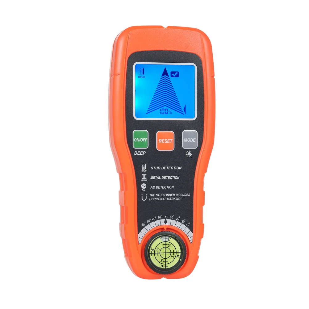 7-in-1 Handheld Wall Detector Stud Metal Wood AC Wire Finder With Backlit LCD Display Audio Alarm And Built-in Level Tool