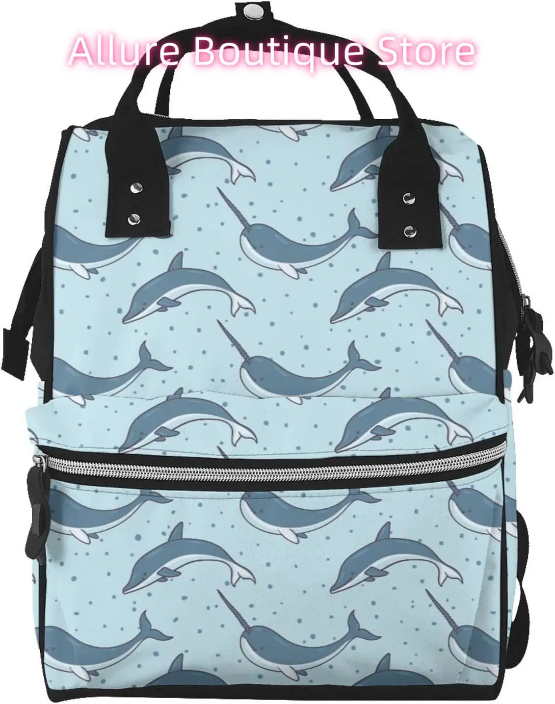 

Narwhals Dolphins Diaper Bag Backpack for Women Large Capacity Nappy Bag Multifunction Waterproof Mummy Backpacks for Mom Dad Es