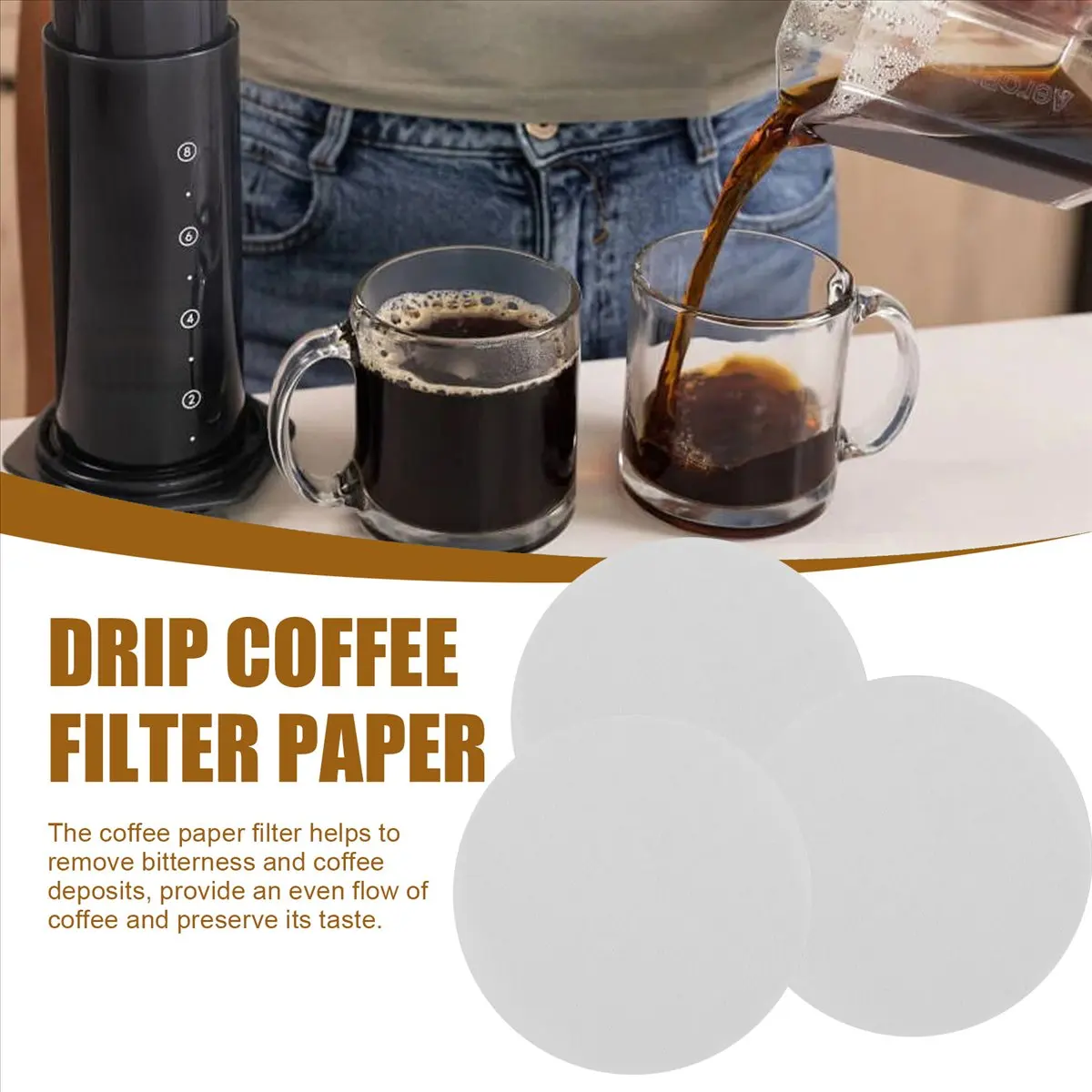 MALL 350PCS Round Disposable Drip Coffee Filter Paper Strainers for Coffee Maker and Espresso Maker