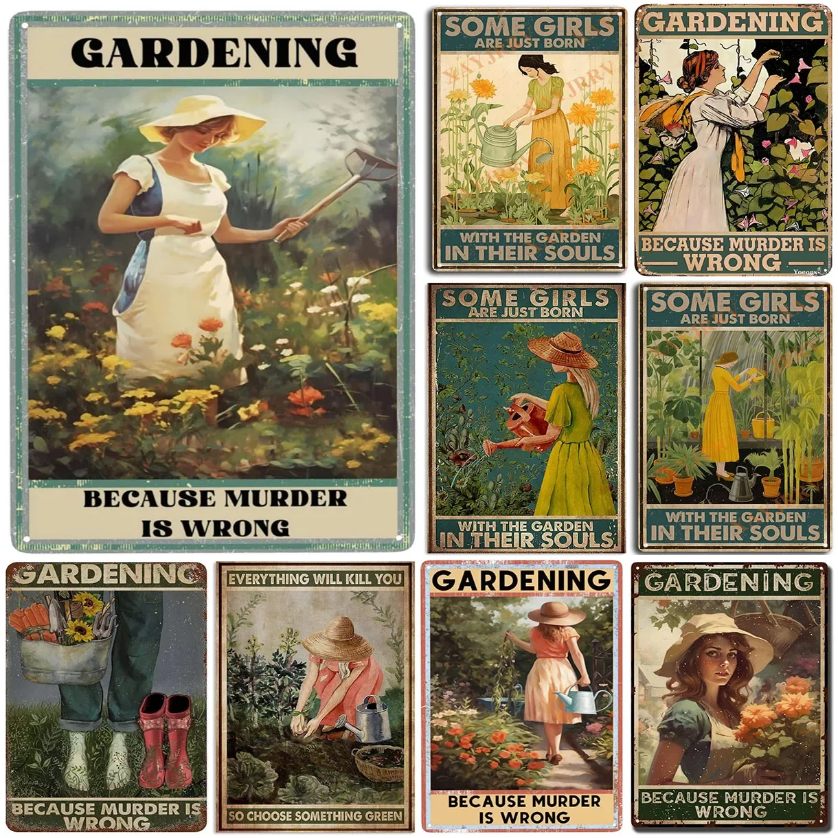 Gartenarbeit, weil Mord falsch ist Vintage Metall Zinn Zeichen Wand dekoration für Hausgarten Bars Cafe Clubs Retro Poster Plakette