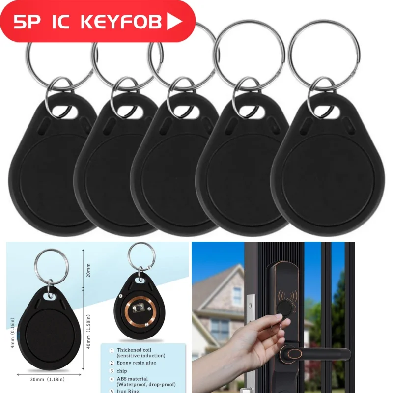 5X IC MF Classic 1K Tag High Security 13.56MHz RFID TK4100 Key Fobs Token Tags Access Control System ABS NFC RFID Keyfobs