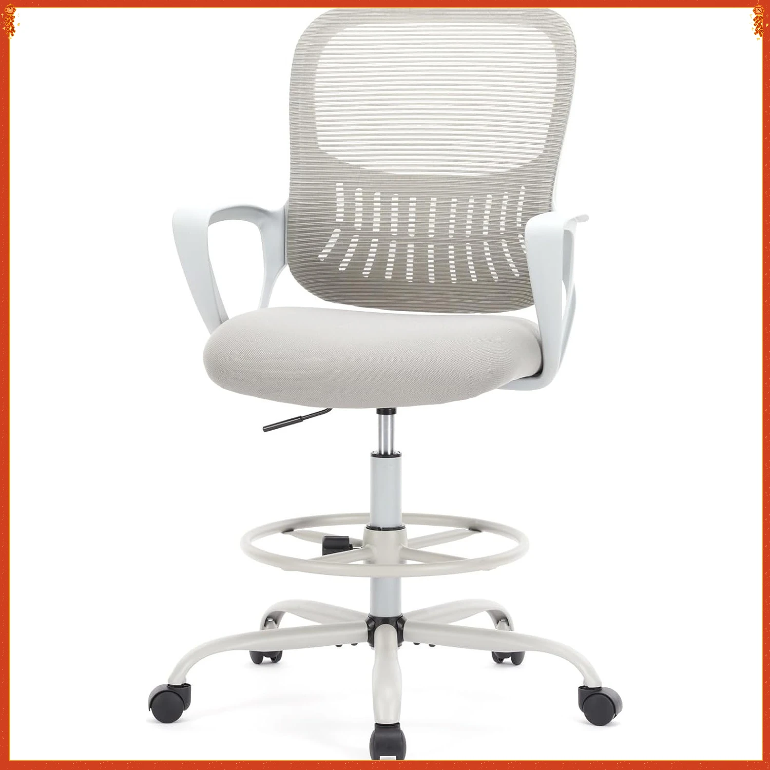 Drafting Chair - Ergonomic Tall Office for Standing Desk, Counter with Height Adjustable and Comfortable Lumbar Support