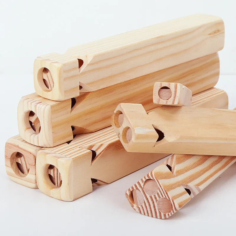 Silbato de tren de madera para niños, instrumentos musicales divertidos que soplan, instrumentos musicales Orff de madera maciza para juguetes musicales para niños y niñas
