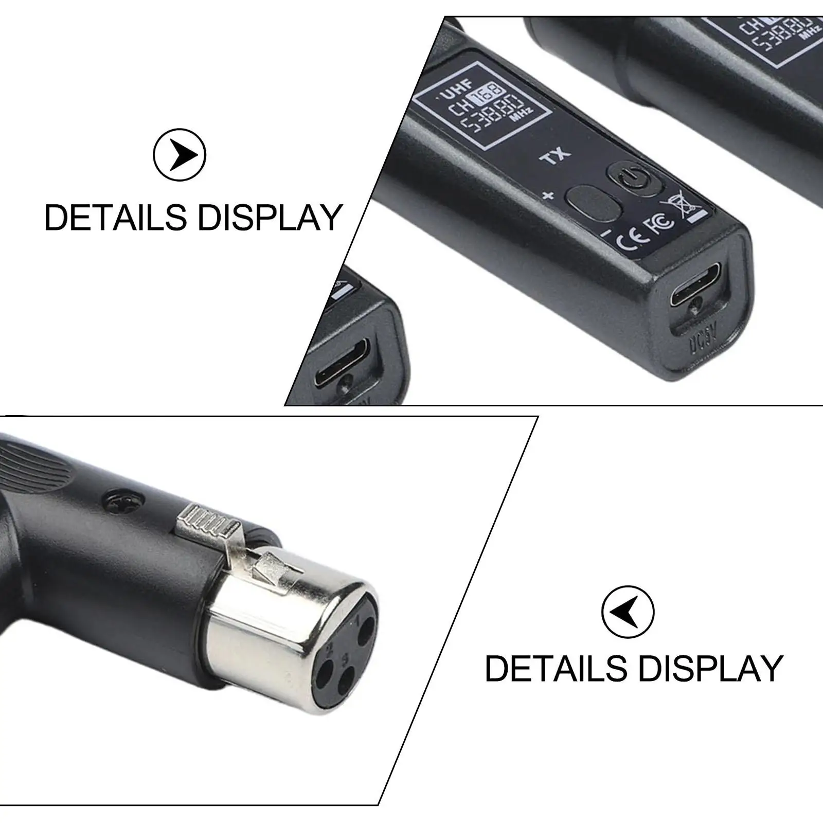 Professional Wireless UHF Microphone System with Dynamic Range 110dB for Musicians and Mixers 510 to 590 MHz Frequency