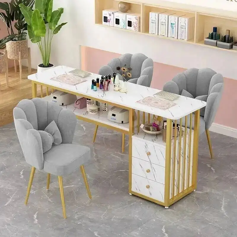 

Double Nail Salon Nordic Professional Tables Single Manicure Table and Chair Modern Salon Furniture for Beauty Salon Nail Table