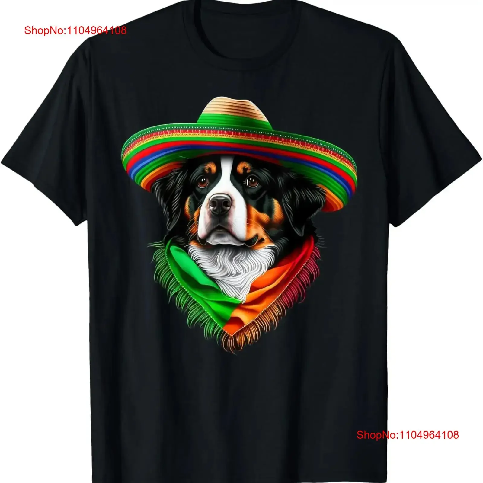 Camiseta de perro de montaña bernés mexicano, Sombrero de Cinco de Mayo de México, Top lavado vintage para uso diario, ligeramente informal