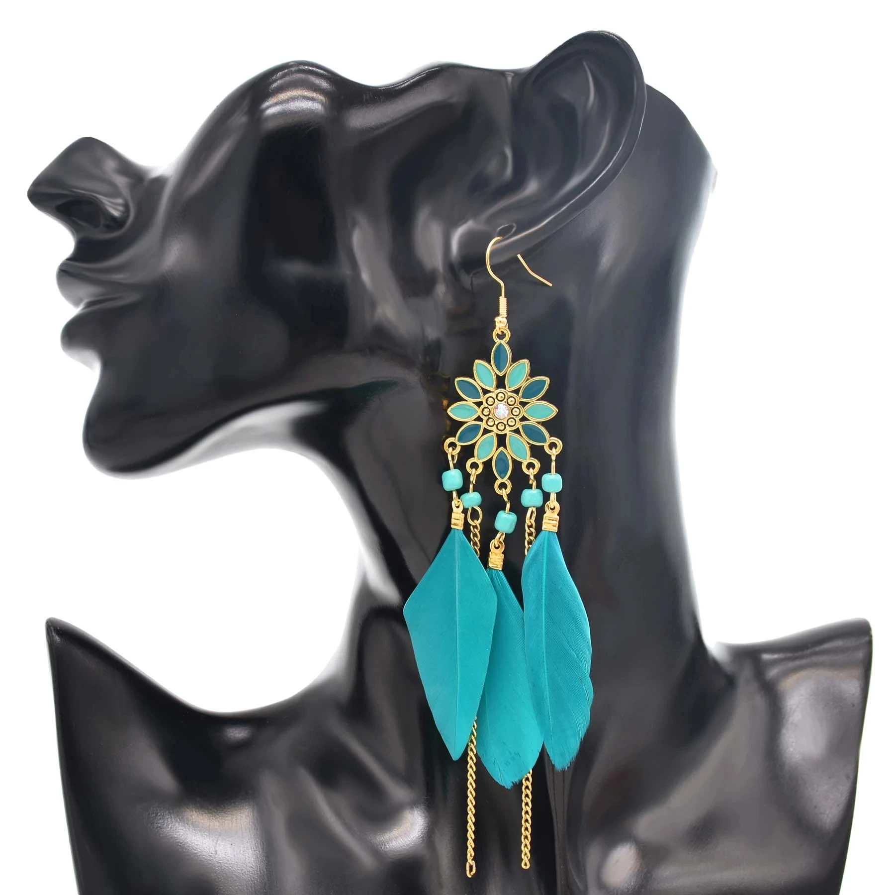 Long Tassel Women Earrings Feather Bohemian Ethnic Drip Glaze Charms Drop Earrings Gypsies Party Gift Statement Earrings Femnina