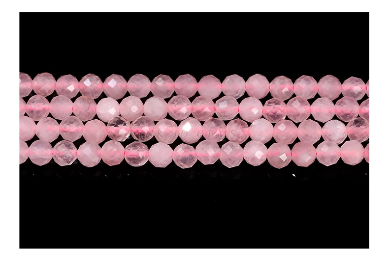 Natürliche facettierte rosa Quarzperlen 2 3 4mm lose Zwischenperlen kleine Edelsteine für Schmuckherstellung DIY Halskette Armband Zubehör – Detail 4