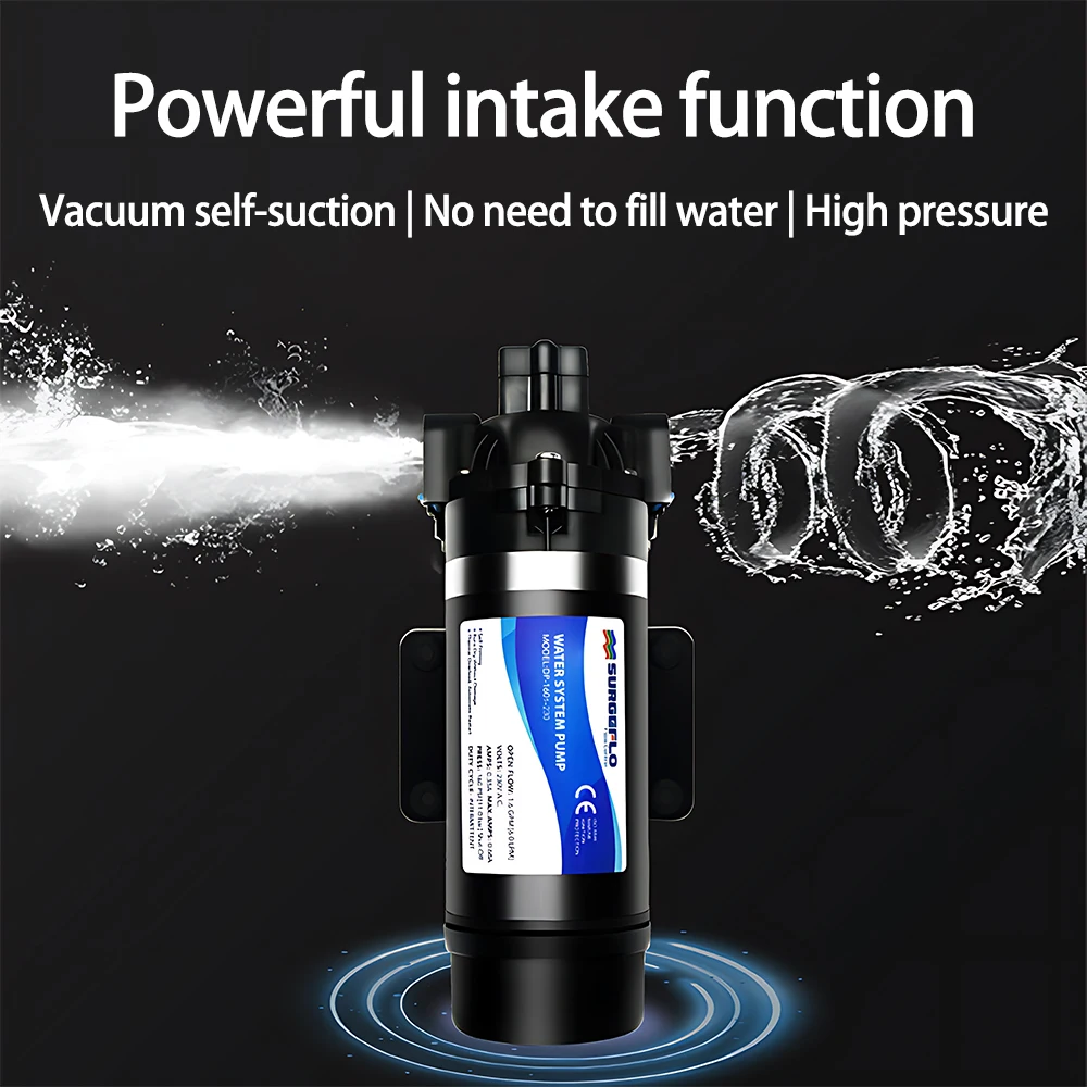 110V/220V Self-Priming Diaphragm Pump,160PSI,7L/min,110m Head,Auto Switch for Car Wash,Garden Irrigation,RV,Home Water Boost