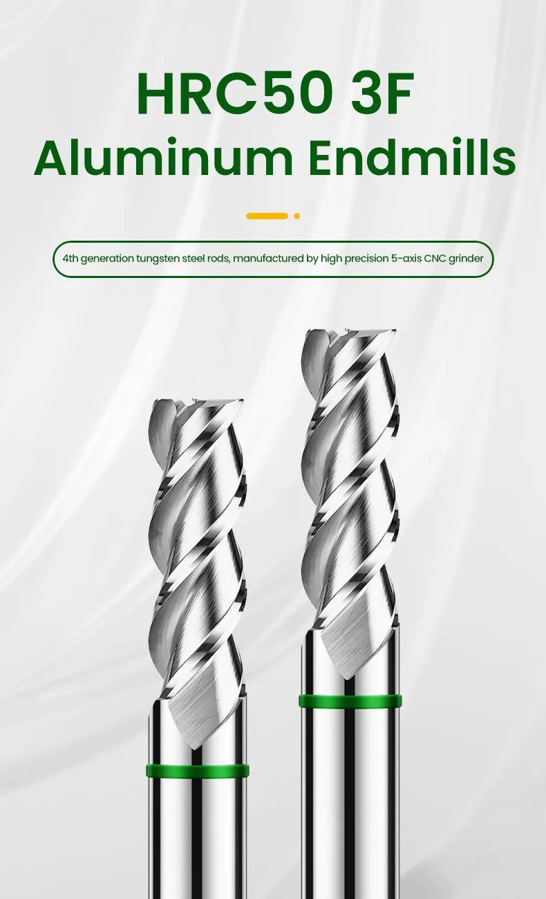 AZZKOR TGH-HRC50 3-Schneiden-Hartmetall-Holzbearbeitungs-Flachfräser für CNC-Maschinen, Aluminium-Fräswerkzeug, 1-20 mm – Detail 1