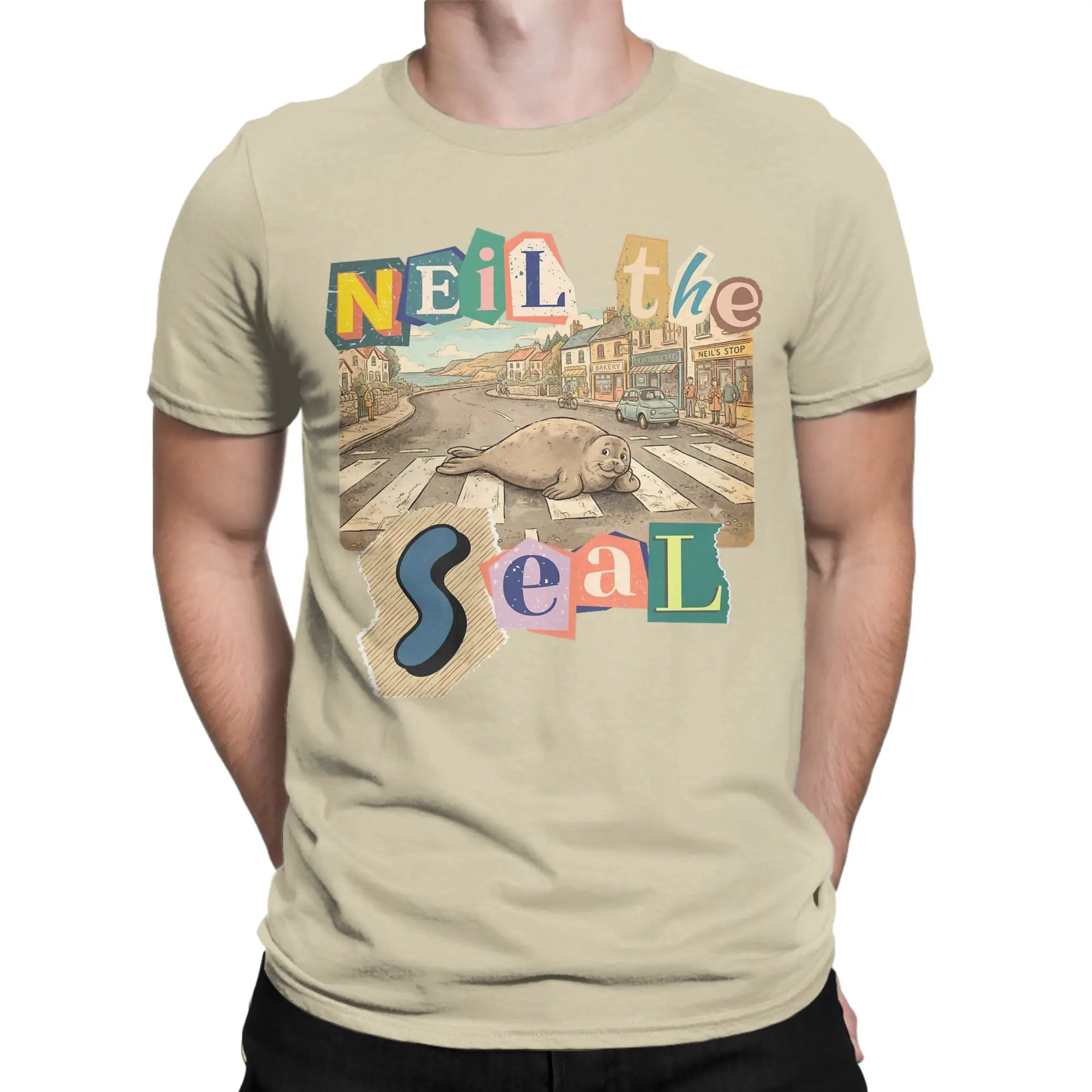 Neil the Seals Retro T Shirts Men Cotton Novelty T-Shirts Crewneck  Tees Short Sleeve Clothes Gift Idea