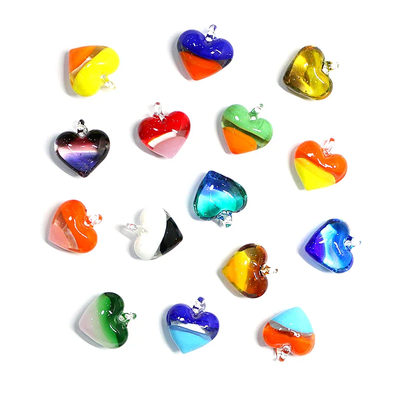 

2pcs Colorful Glass Heart Charms Pendant For Handmade Bracelet Earrings Necklace Accessories DIY Fashion Jewelry Making Supplies