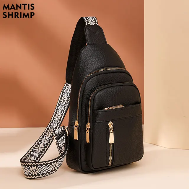 Nowe torby na klatkę piersiową dla kobiet PU Skórzane torby na ramię Moda damska Crossbody Casual All Match Messenger Purse Outdoor Daily Pack