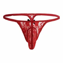 Men's Lace Thongs Bowknot G-string T-back Shorts Men Underwear Men Stylish Pattern Mens G Strings Gay Underwear Cueca Masculina