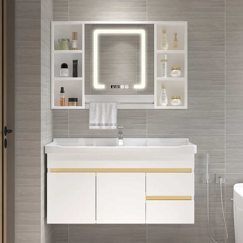 

Smart Led Light Bathroom Cabinets Shower Storage Mirror Machine Bathroom Cabinets Washing Minimalist Mobile Bagno Home Furniture