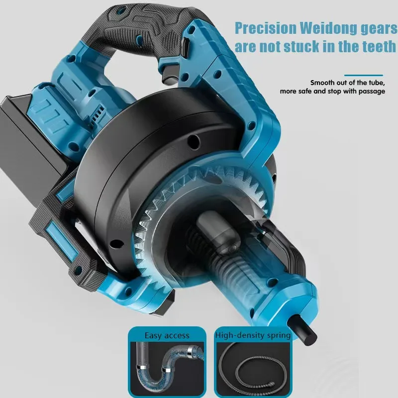 Verstopfungsgerät für Toilette, elektrische Kanalisation, 7 m, Stahlkabel, Küche, Badezimmer, Bodenablauf, Haushaltsverstopfung, Verstopfung der Makita-Batterie, Lithium
