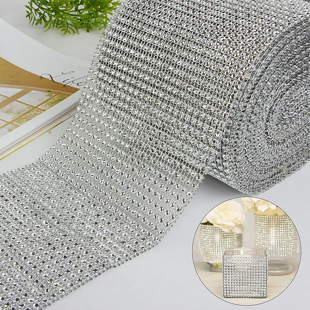 1 Yard 24 Rows Useful Cup Chain Cake Wrap Rhinestone Ribbon Crystal Diamond Mesh DIY Decoration Resin Tulle