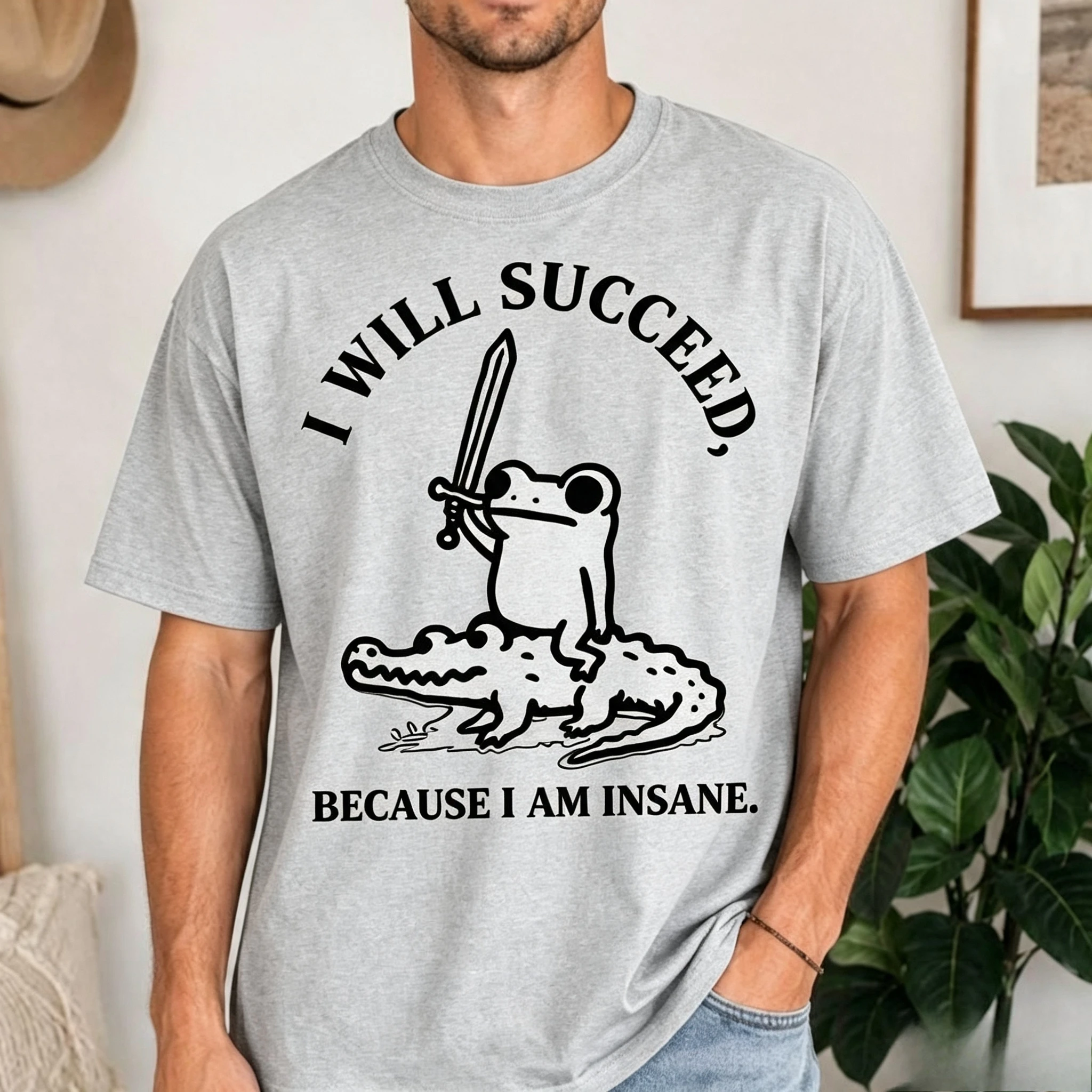 Ich werde erfolgreich sein, weil ich ein verrückter Frosch bin. Lustiges Meme-Frosch-Shirt, Krokodil-Tier-Humor-Geschenk, hochwertiger Modetrend Y2K – Detail 9