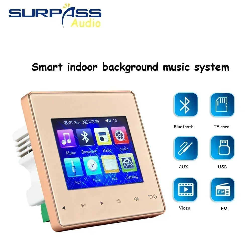 Indoor Background Music System Home Hotel Architecture Villa Amplifier Panel Bluetooth Connection Wall Amplifier With Touch Key