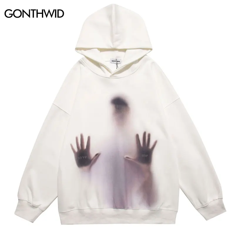 

Hip Hop Hoodie Sweatshirt Y2K Grunge Streetwear Mens Shadow Print Punk Gothic Loose Pullover Hooded Autumn Harajuku Casual Tops