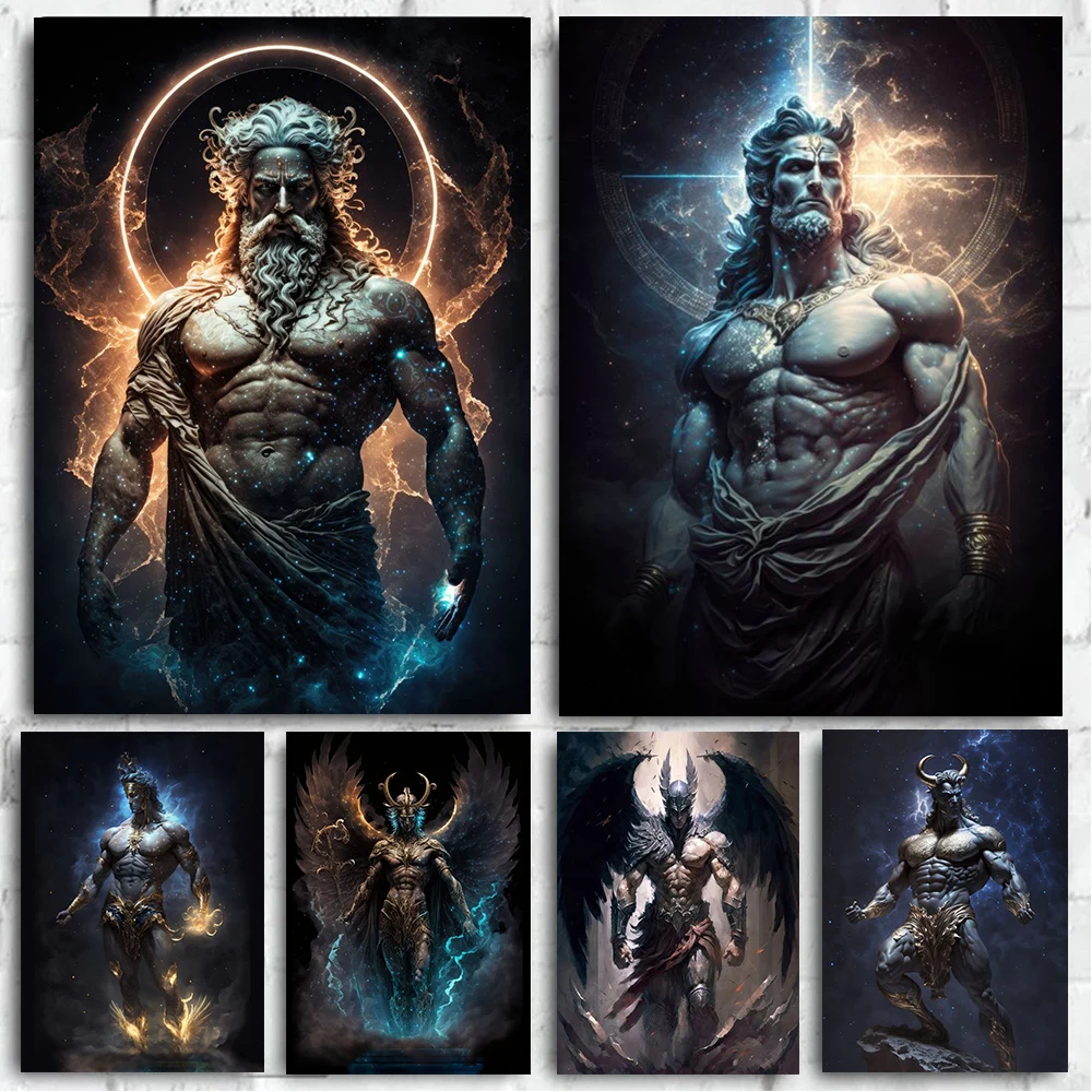 

Greek Zeus Ares Abstract Mythology Thor Medusa Wall Art Canvas Painting Poster Prints For Living Room Bedroom Home Decor Gift