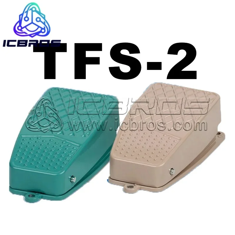 TFS-2 AC250V 10A Green SPDT NO NC Nonslip Metal Momentary Power Foot Pedal Switch TFS-2, Foot Switch With Wire 1 Meter