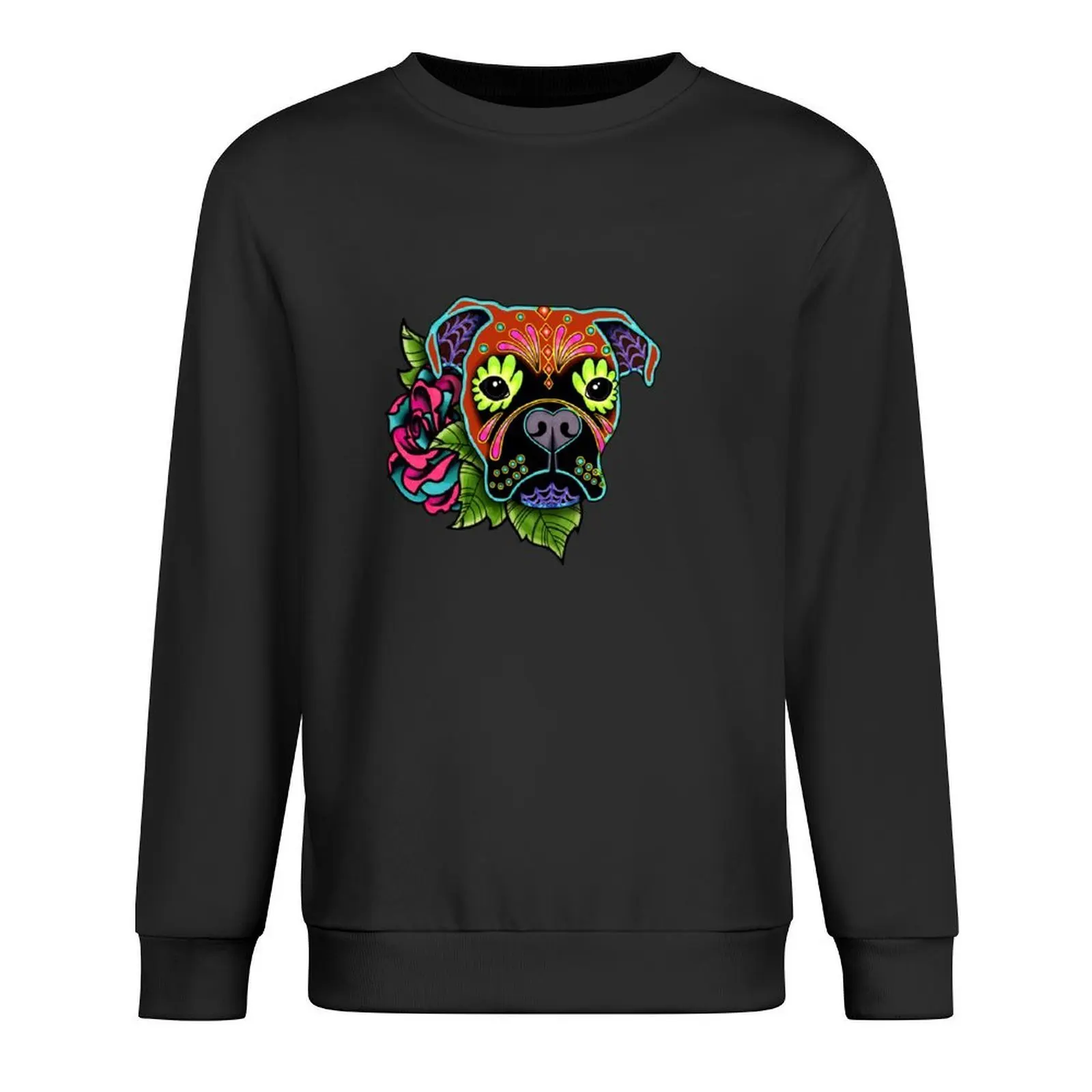 

Boxer in Fawn - Day of the Dead Sugar Skull Dog Pullover men wear men's clothing mens clothing men's coat new in sweatshirts
