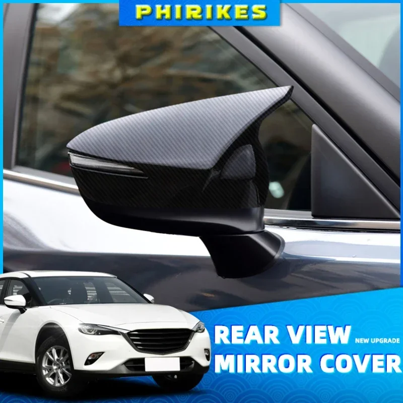 for Mazda CX4 2016 2017 CX-4 Carbon Fibre Rearview Mirror Trim Cover Car Styling Accessories 2PCS