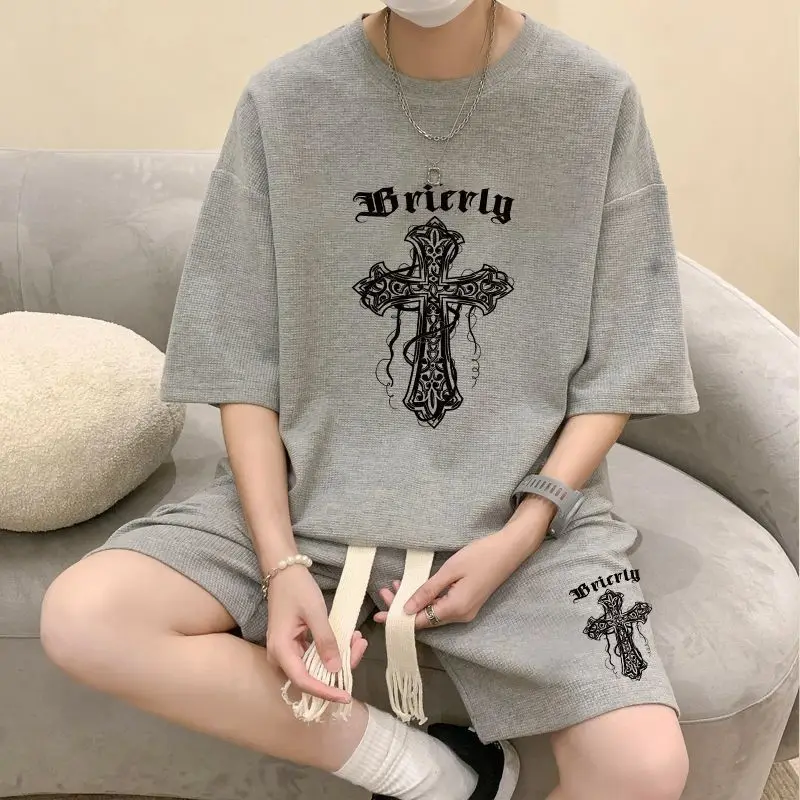 

Casual Suit Men's and Women's Summer Round Neck Short-sleeved T-shirt Shorts Trendy Brand Set of Youth Shorts