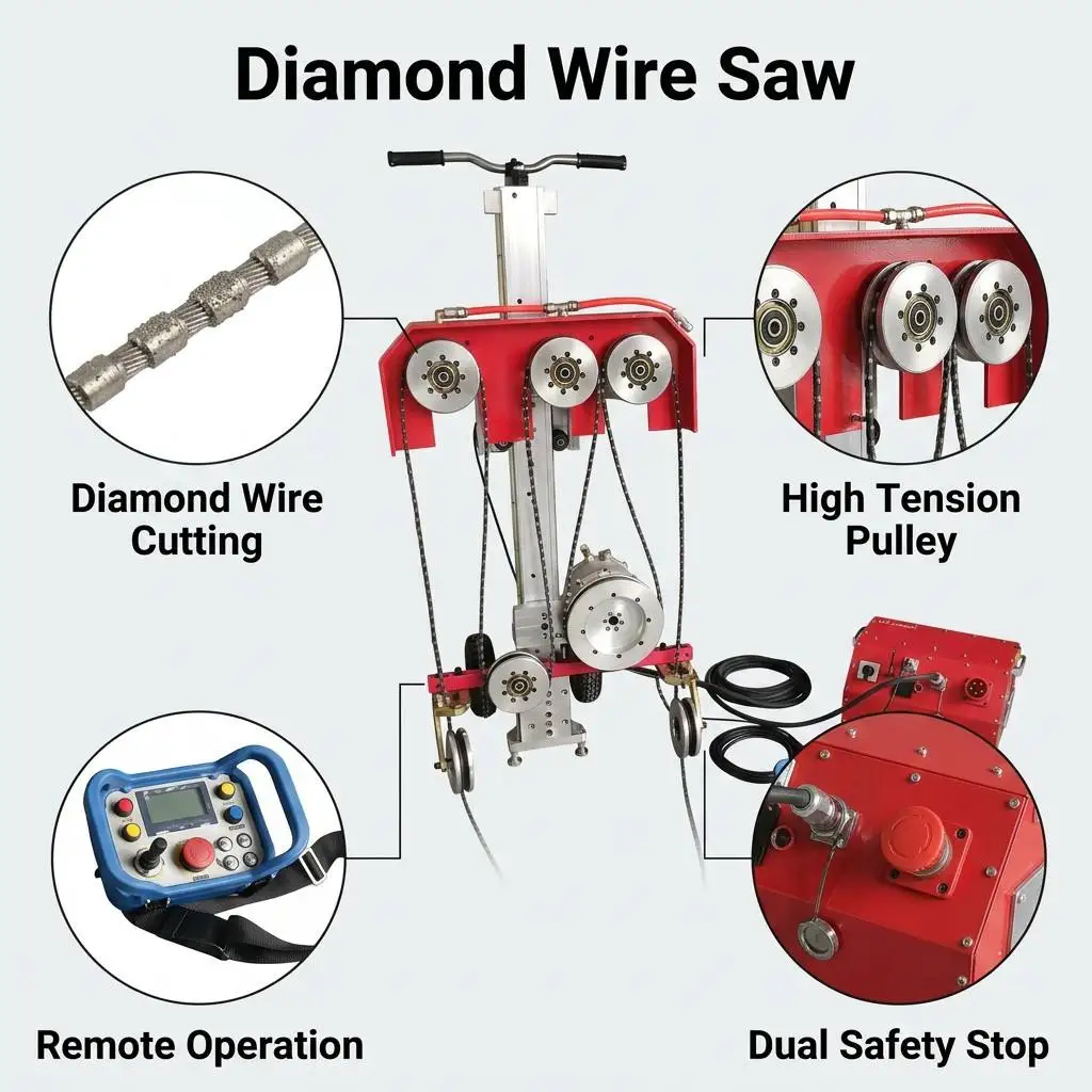 Electric Granite Marble Concrete  Wire Saw Cutting Machine Diamond Wire Rope Saw for Stone Cutting